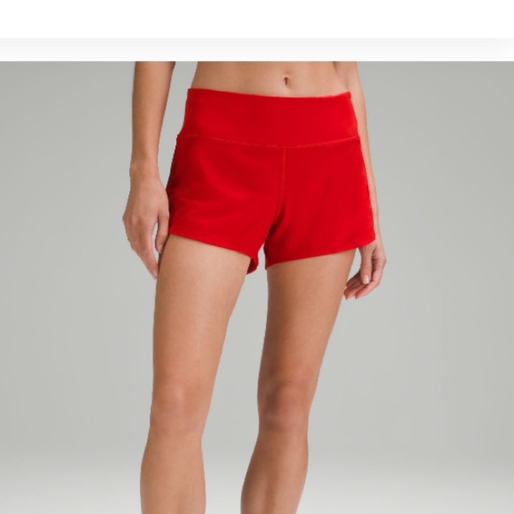 Lululemon Red Mid Rise Speed Up Shorts